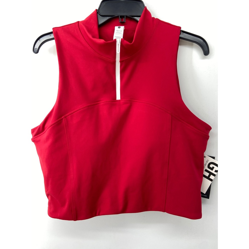 Gold Hinge Top Womens Large Red Day to Night 1/4 Zip Athletic Crop Pickleball